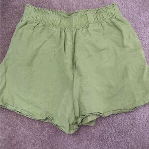 Green High Waist Women's Shorts